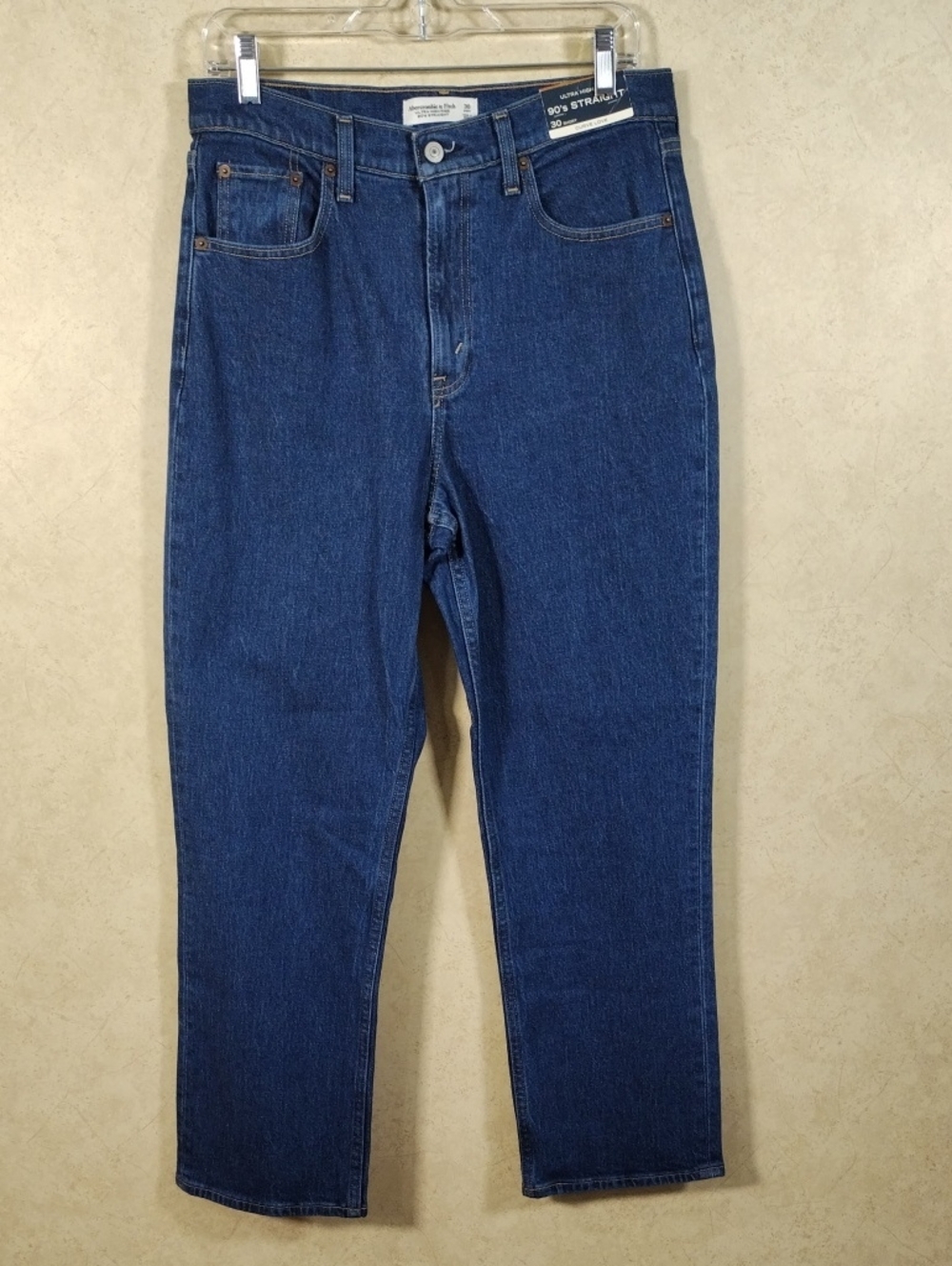 H194 Abercrombie & Fitch 90's Straight Ultra High Rise Blue Jeans 30S 10S NWT